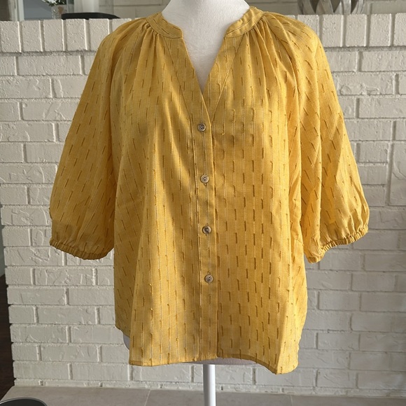 Universal Thread Tops - Universal Thread Mustard Button-Up Blouse